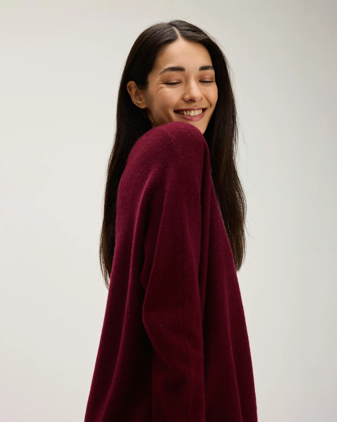 Kashmirjumper curved vinröd - 3
