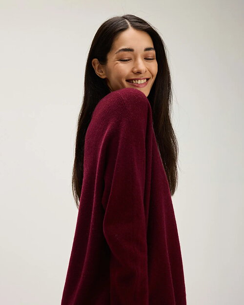 Kashmirjumper curved vinröd - 3
