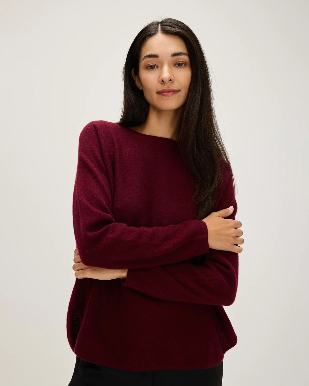 Kashmirjumper curved vinröd - 4