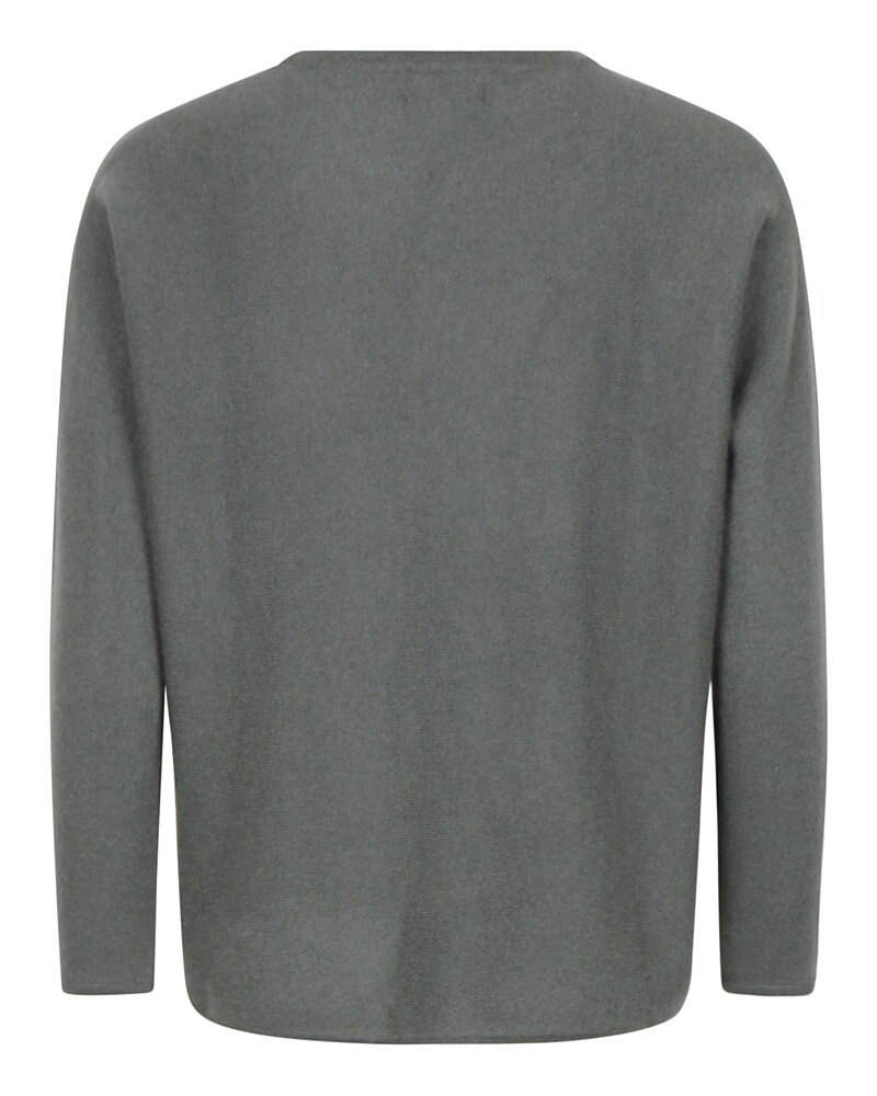 Kashmirjumper curved army-grön