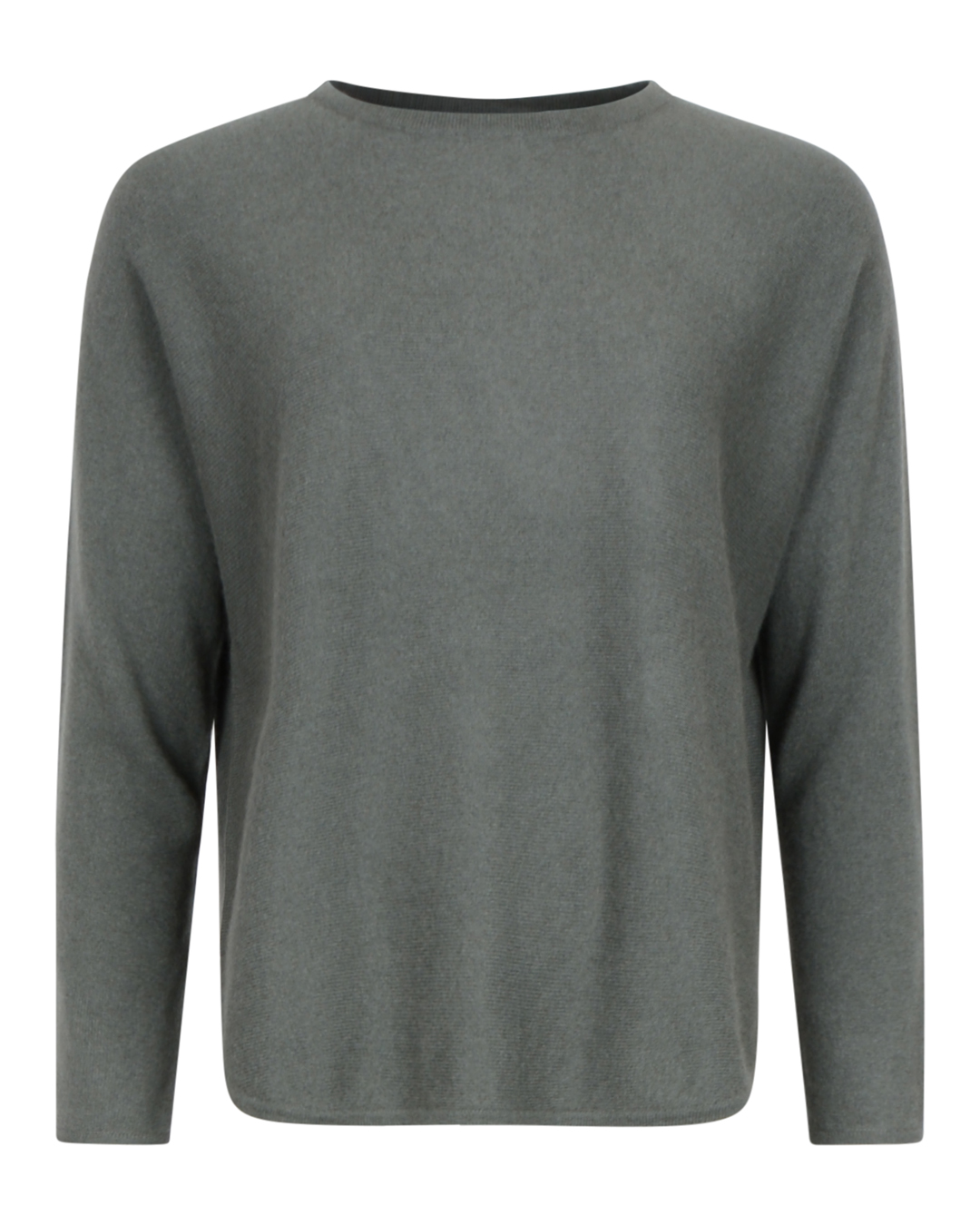 Kashmirjumper curved army-grön