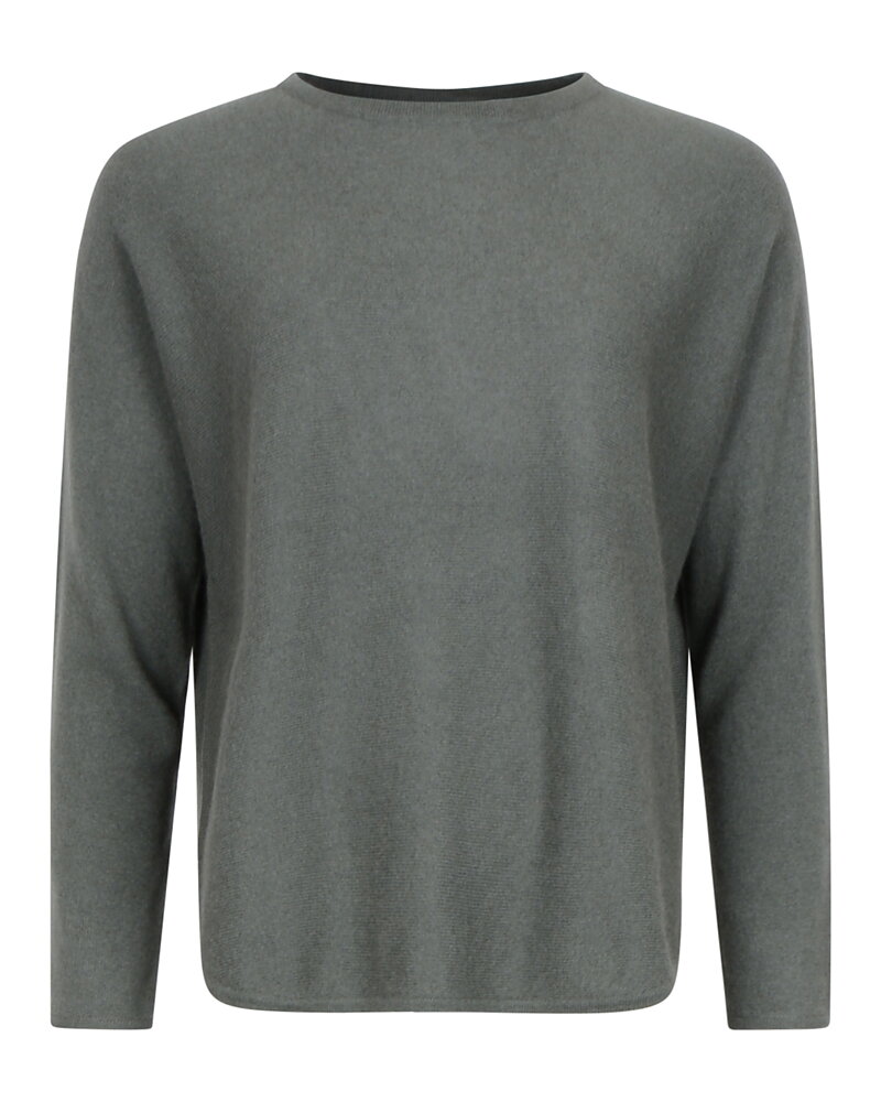 Kashmirjumper curved army-grön