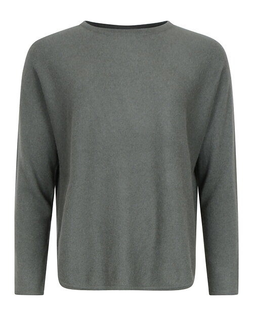 Kashmirjumper curved army-grön