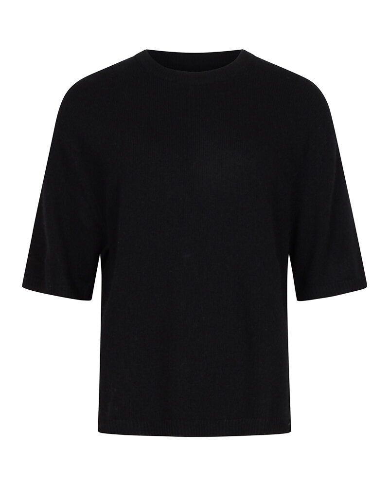 Kashmirjumper boxy kort ärm svart