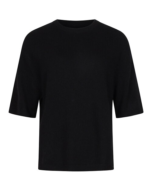 Kashmirjumper boxy kort ärm svart