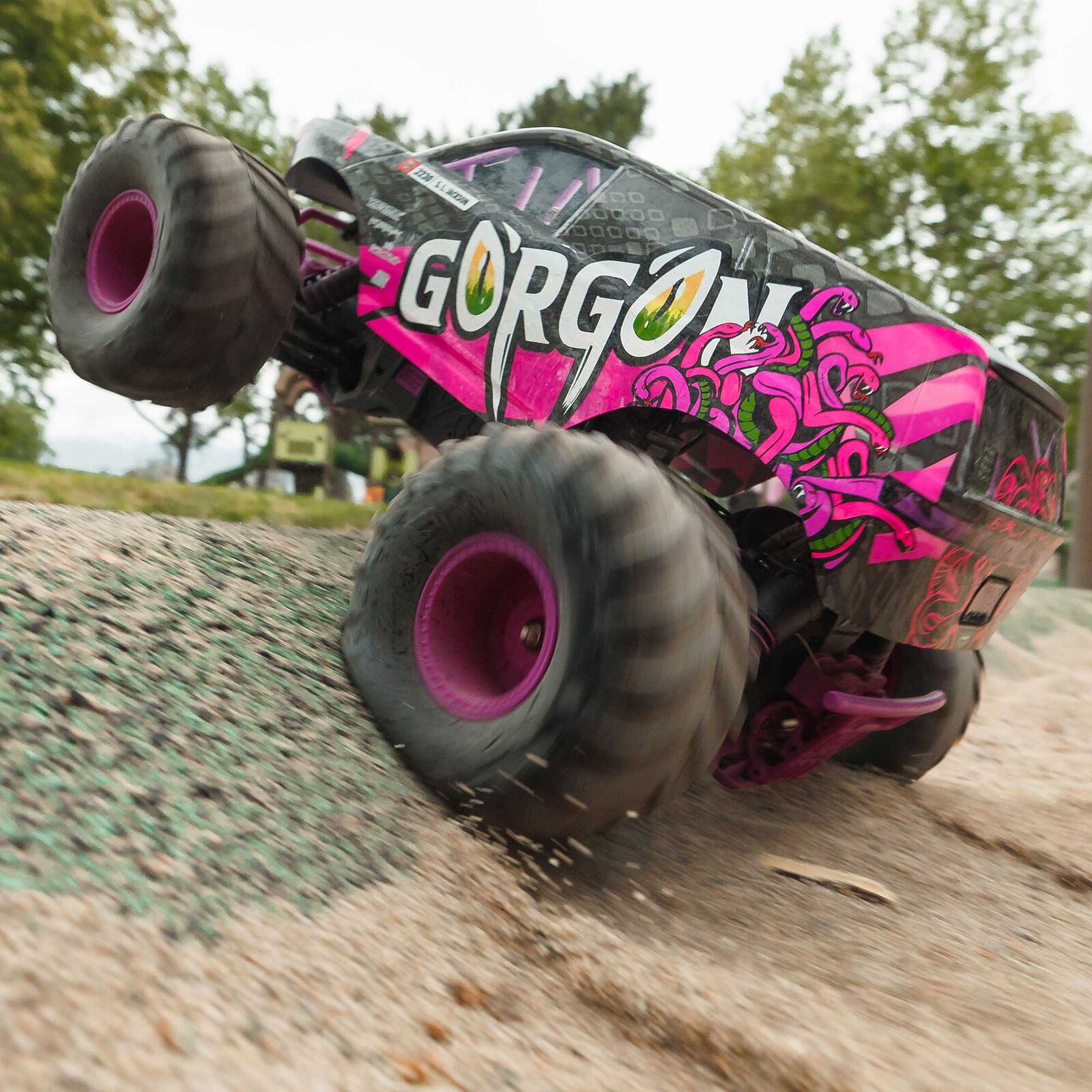 Arrma ARA3230ST4 1/10 GORGON 2WD RTR Brushed Monster Truck (Battery & Charger Included), Purple - 5