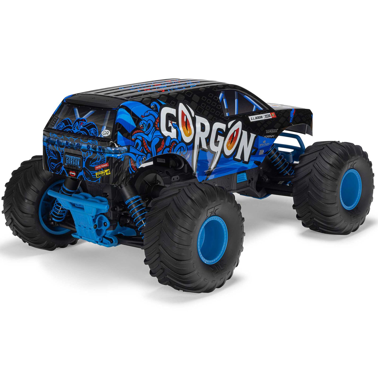 Arrma ARA3230ST5 1/10 1/10 GORGON 2WD RTR Brushed Monster Truck (Battery & Charger Included), Blue - 15