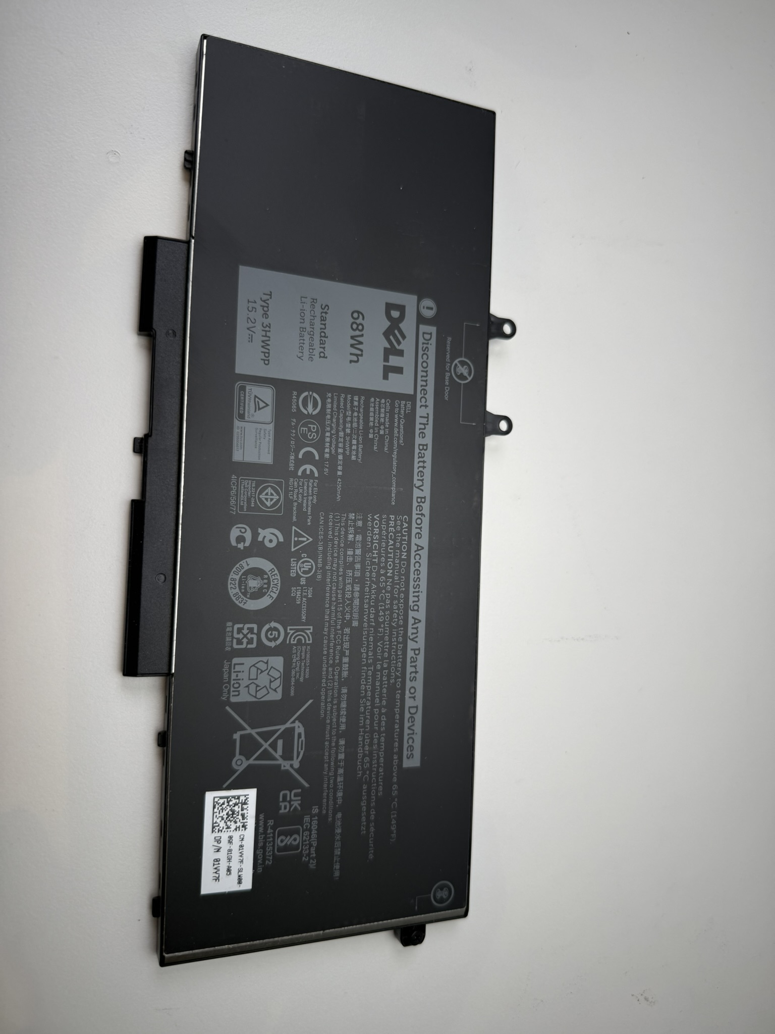 Begagnad Original Dell Batteri Latitude 5400 5500 7590 2-in-1 Precision 3540 68Wh 3HWPP