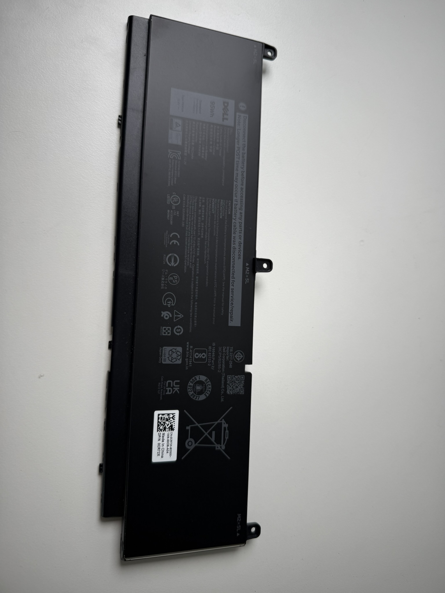Begagnat Dell Original PKWVM Batteri 11.4V 95Wh CN-0CR72X 0CR72X CR72X 7550 7560 7750 7760