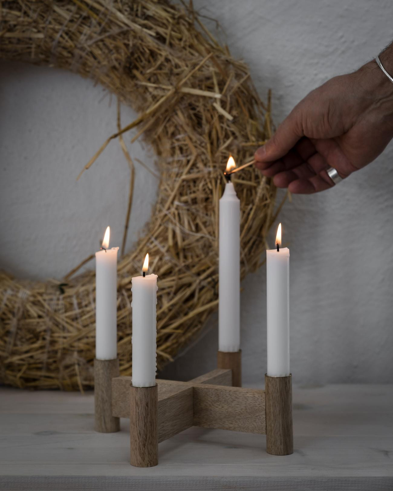 Adventsljusstake Ljusstake Trä - d22 h8 - Ernst  - 4