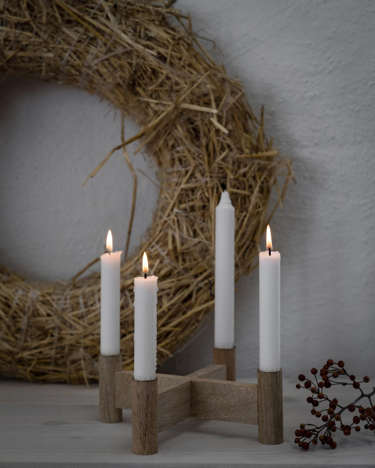 Adventsljusstake Ljusstake Trä - d22 h8 - Ernst  - 3