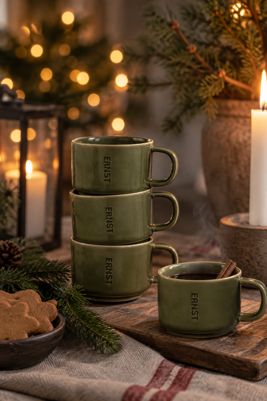 ERNST - Mulled wine mug - d7.5 h5 cm green - Stoneware