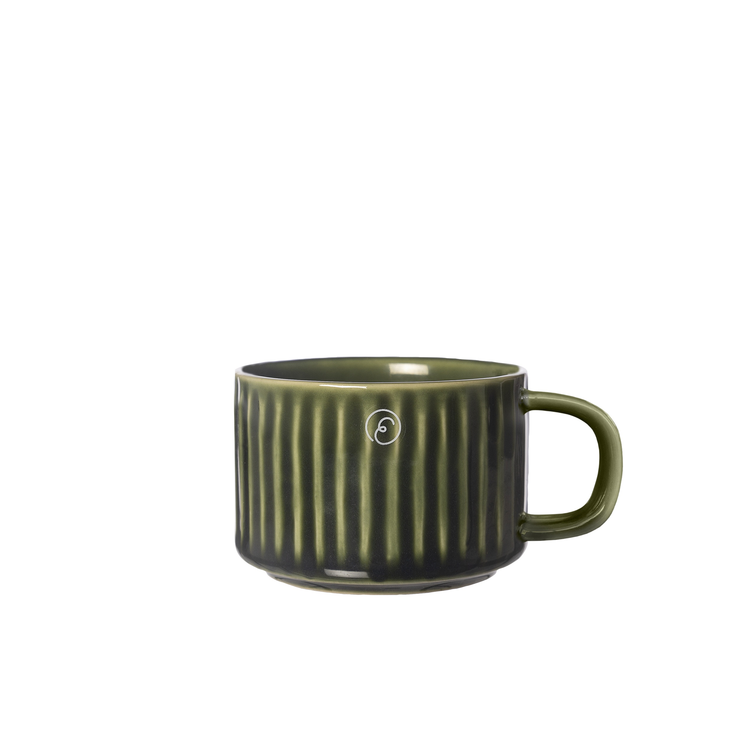 ERNST - Mulled wine mug - d7.5 h5 cm green ribbed - Stoneware - 2