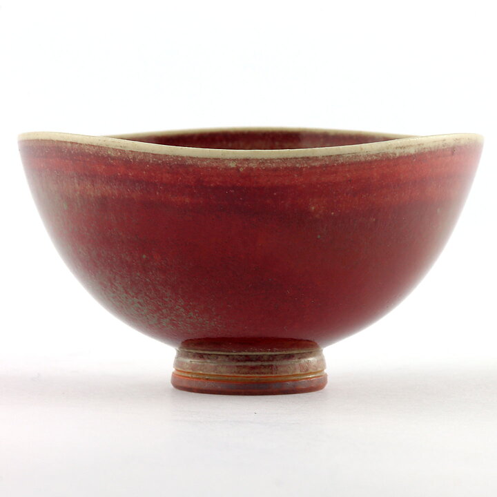 ベルント・フリーベリ  一点もの  赤茶/青緑色のボウル  三角形  6cm  1955年