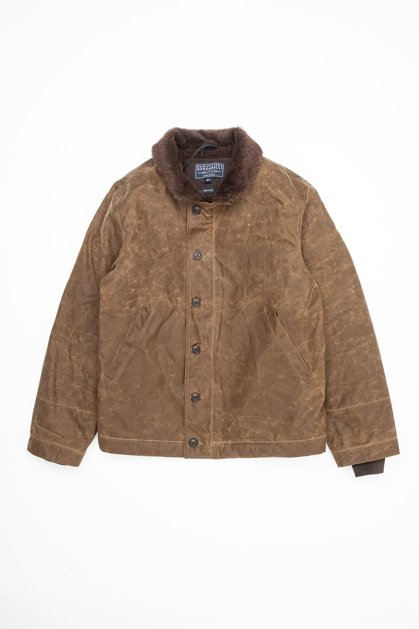 Manifattura Ceccarelli - Deck Jacket Waxed Cotton Dark Tan - 2