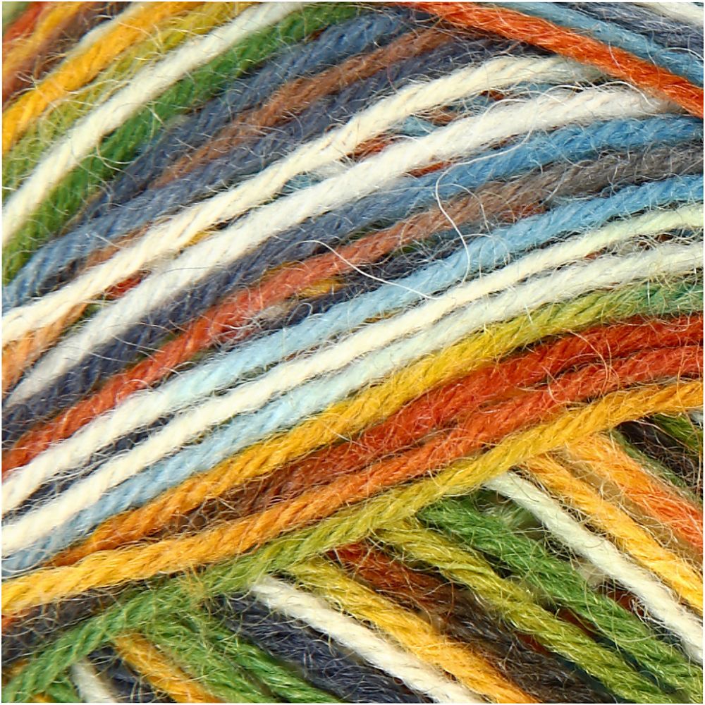 Sock Woll Yarn - Mossgrön multi