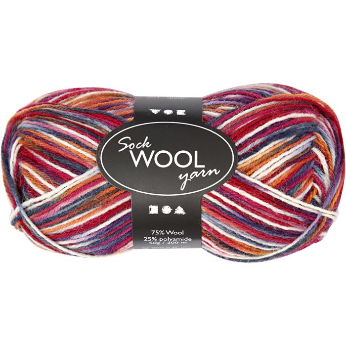 Sock Woll Yarn - Blåröd harmoni