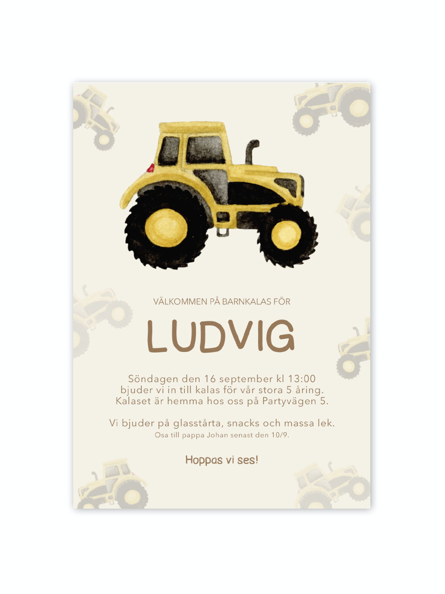 Digitalt inbjudningskort - Traktor