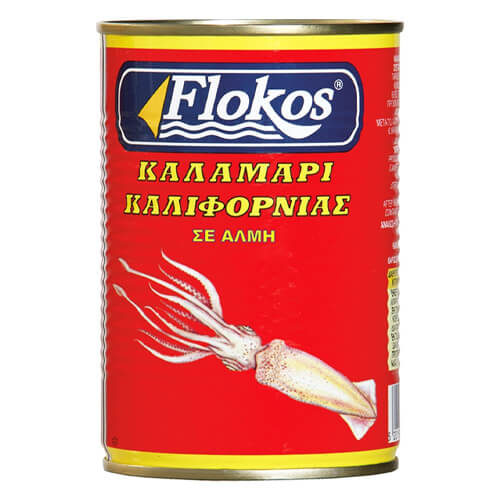 Flokos bläckfisk i naturlig juice 370 g.