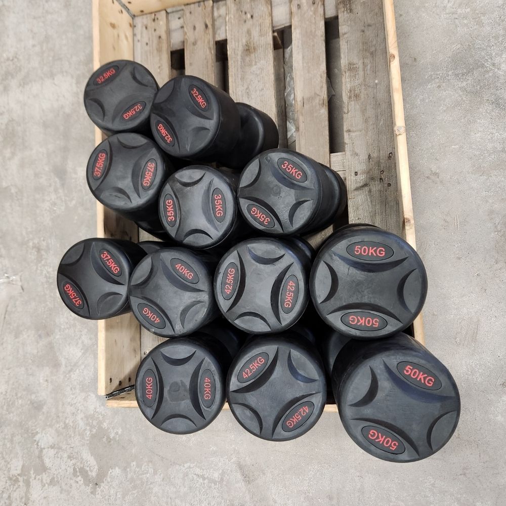 Gummerade hantlar, 32,5-50kg