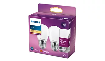 LED Klot 40W (4,3W) E27 Matt 2-pack- Philips