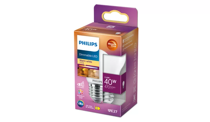 LED Klot 40W (3,4W) E27 Matt Dimbar - Philips - 2