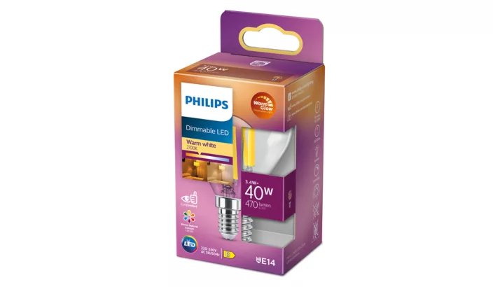 LED Klot 40W (3,4W) E14 Klar DImbar - Philips