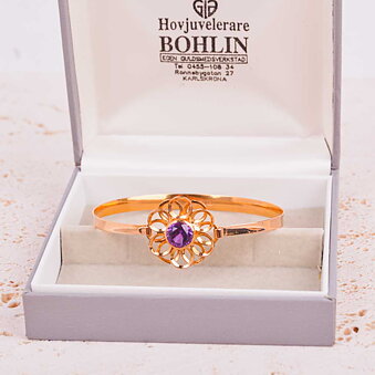 Rannekoru 18k violetti kivi Vintage