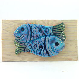Thomas Hellström (1960s) Heartwarming Fishes Wall Plaque 28 cm
