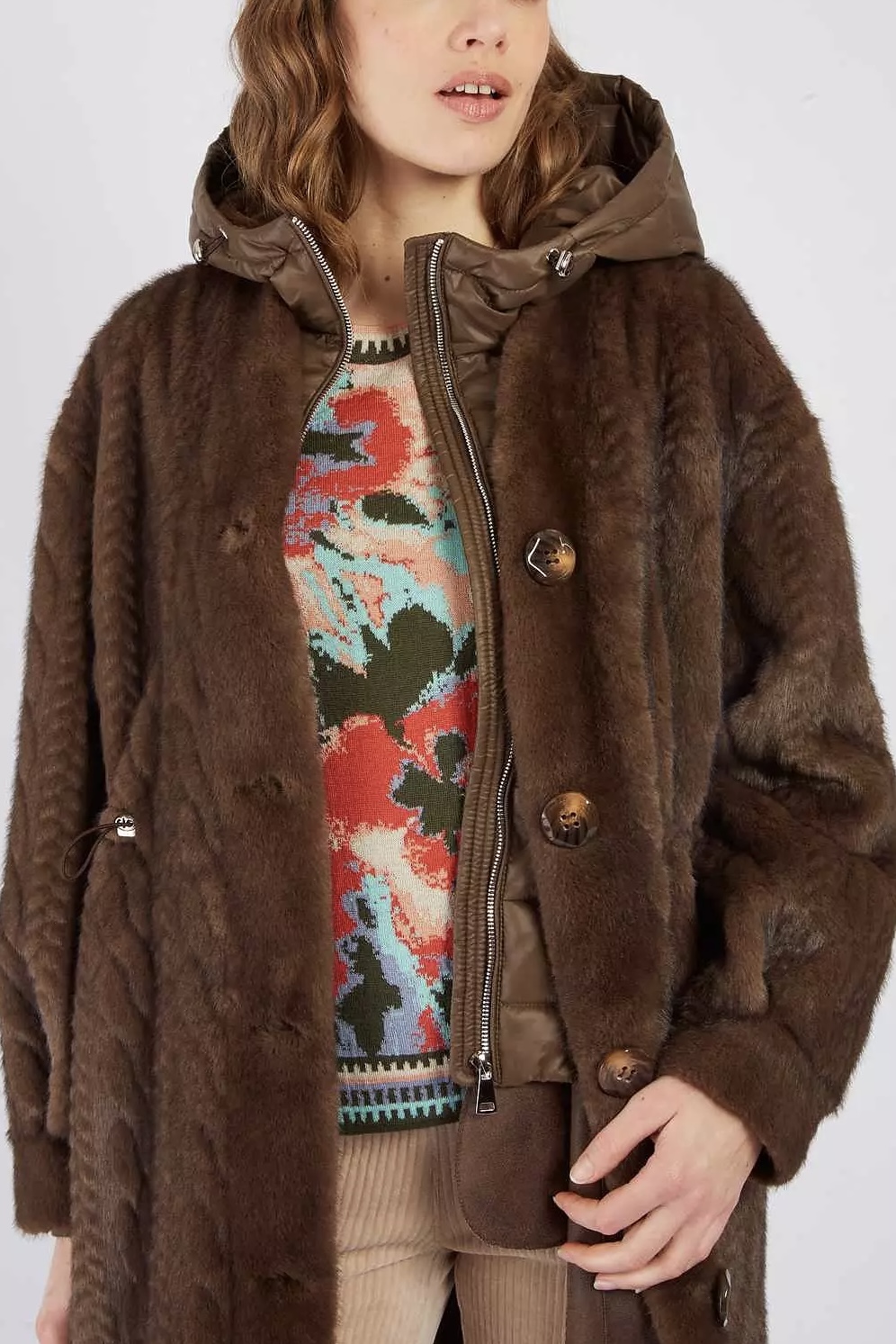 Derhy  - Riverdale Long Fakefur Coat Brown - 7