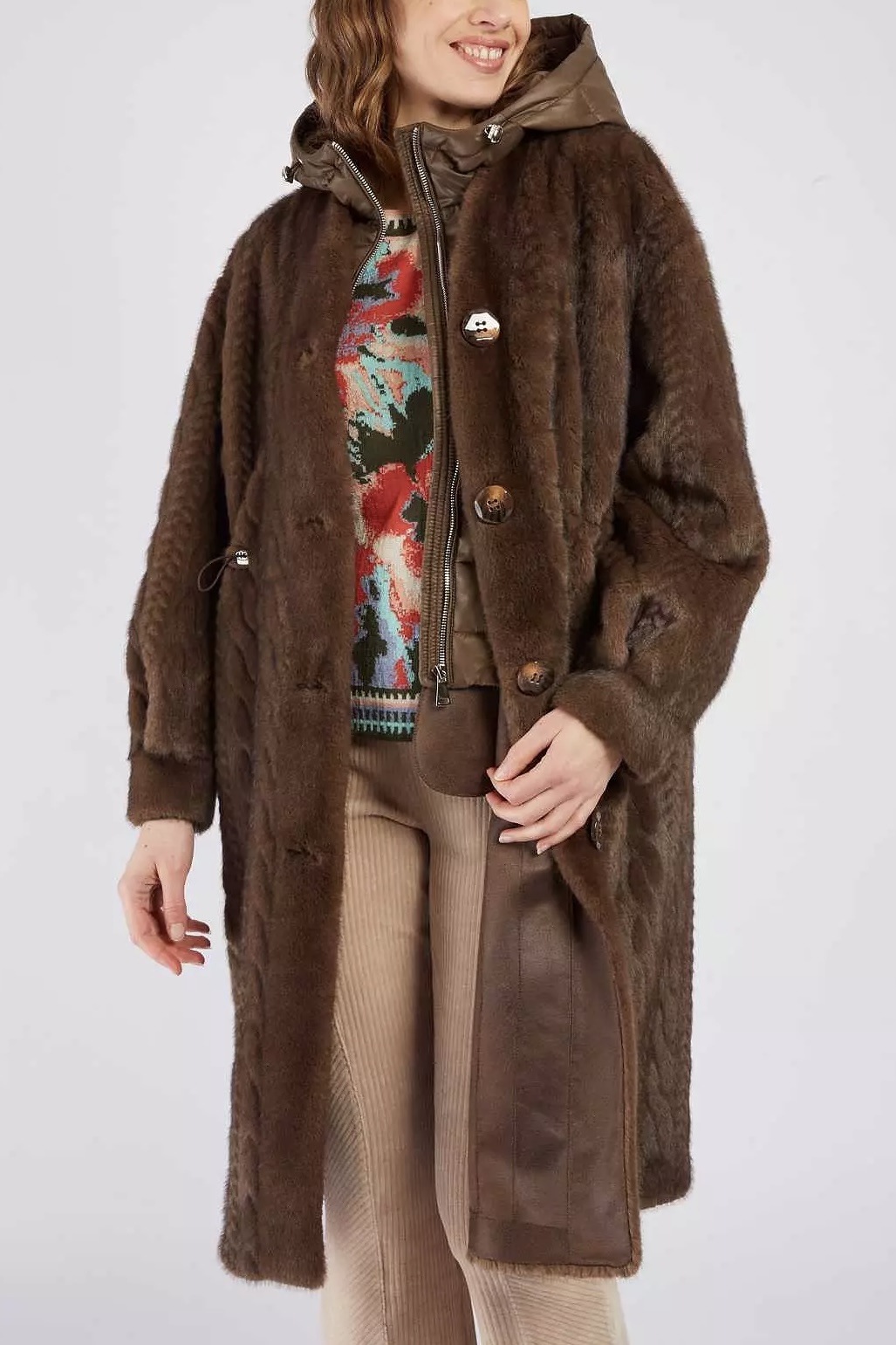 Derhy  - Riverdale Long Fakefur Coat Brown - 6
