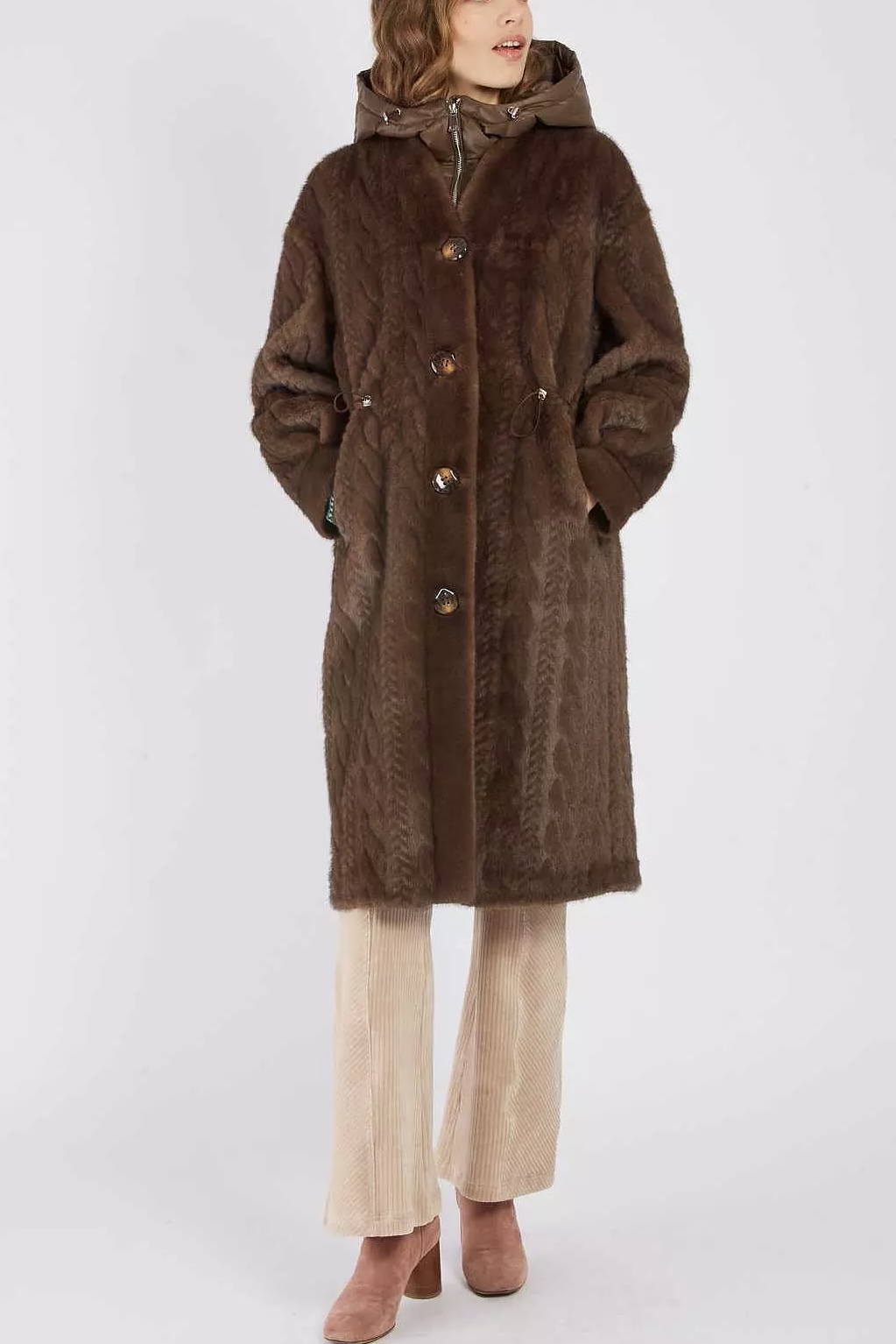 Derhy  - Riverdale Long Fakefur Coat Brown