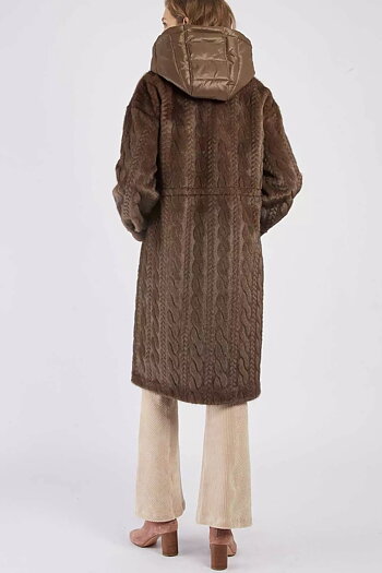 Derhy  - Riverdale Long Fakefur Coat Brown