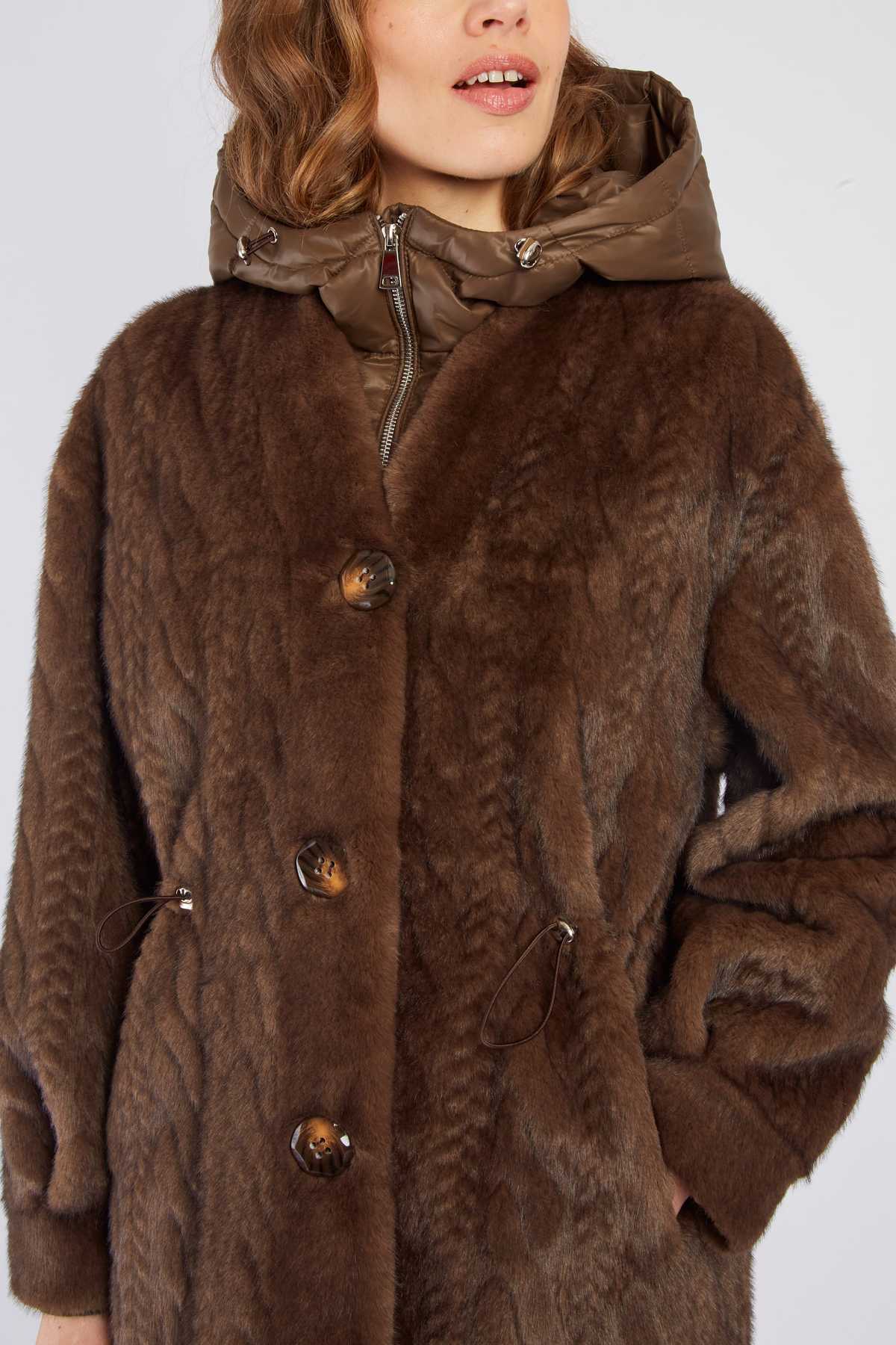 Derhy  - Riverdale Long Fakefur Coat Brown - 5