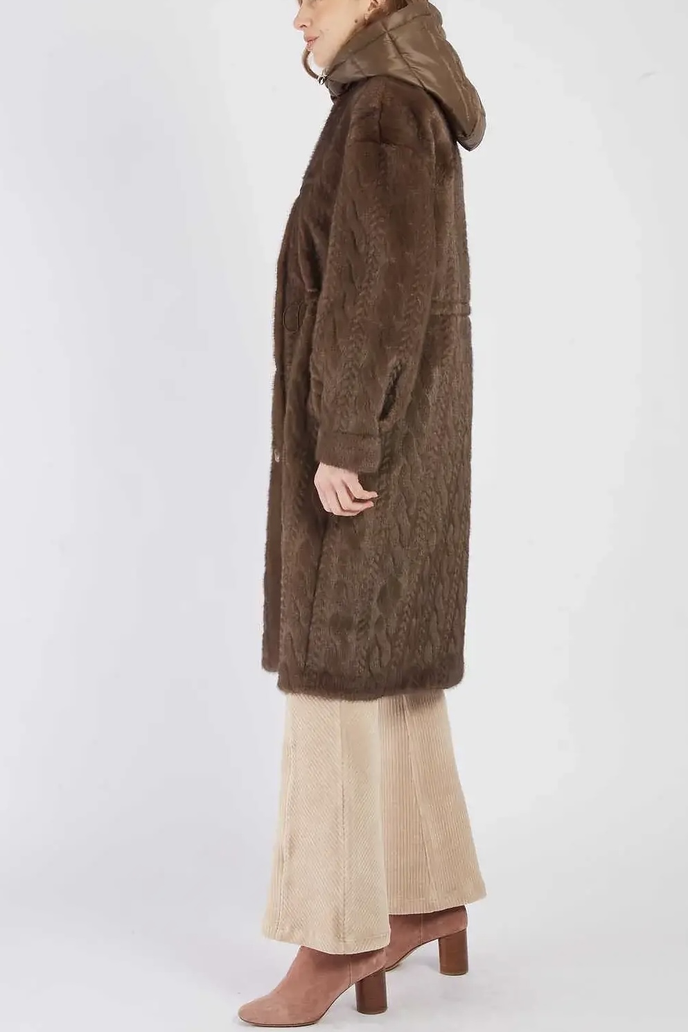Derhy  - Riverdale Long Fakefur Coat Brown - 4