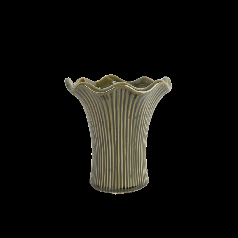 Pot - Chanterelle - Green/Mottled - 17x16 - 1 piece - 2