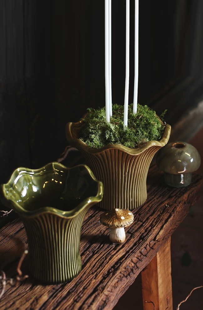 Pot - Chanterelle - Green/Mottled - 17x16 - 1 piece - 3