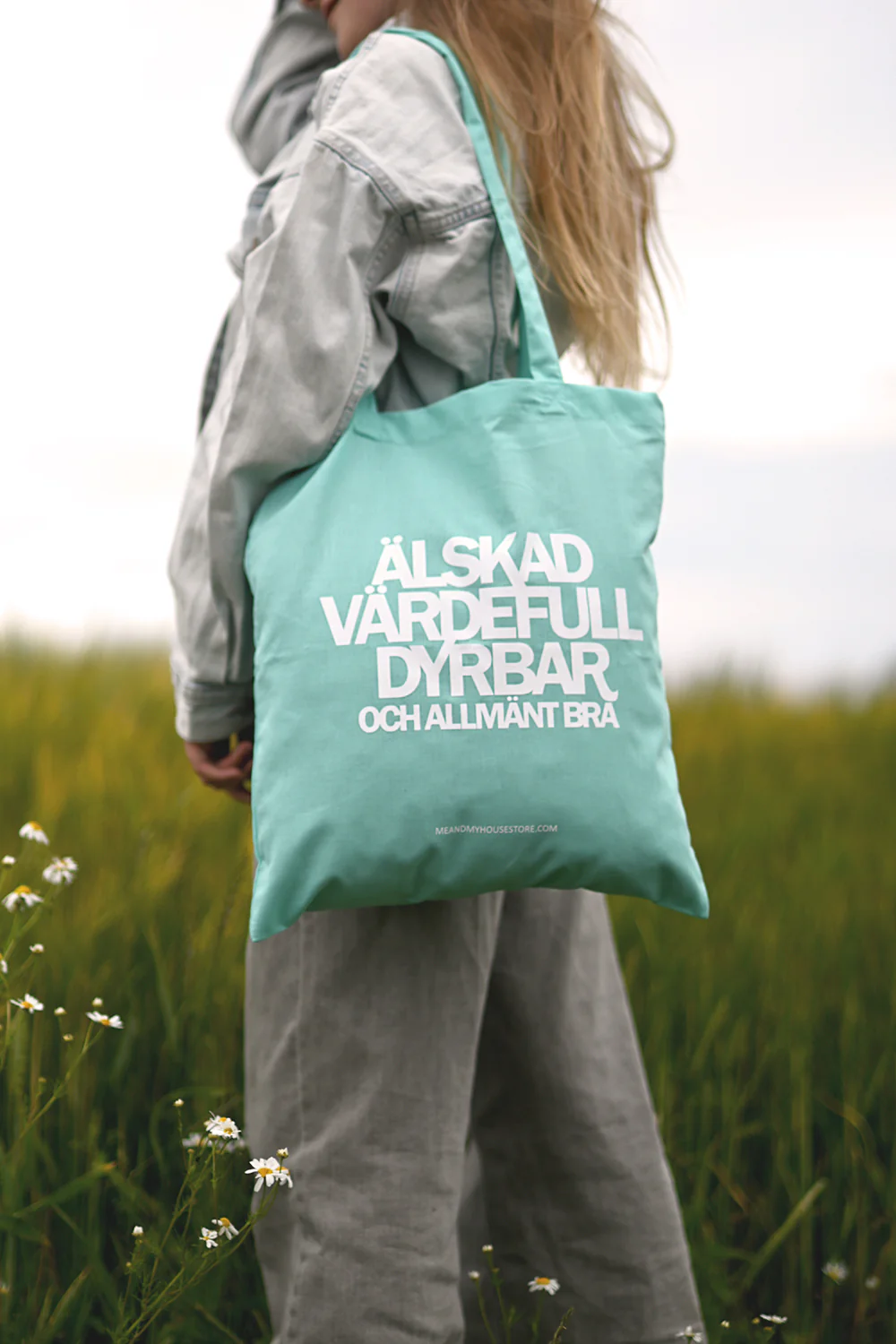 Tygkasse i mint: Älskad, värdefull, dyrbar. Och allmänt bra. - 2