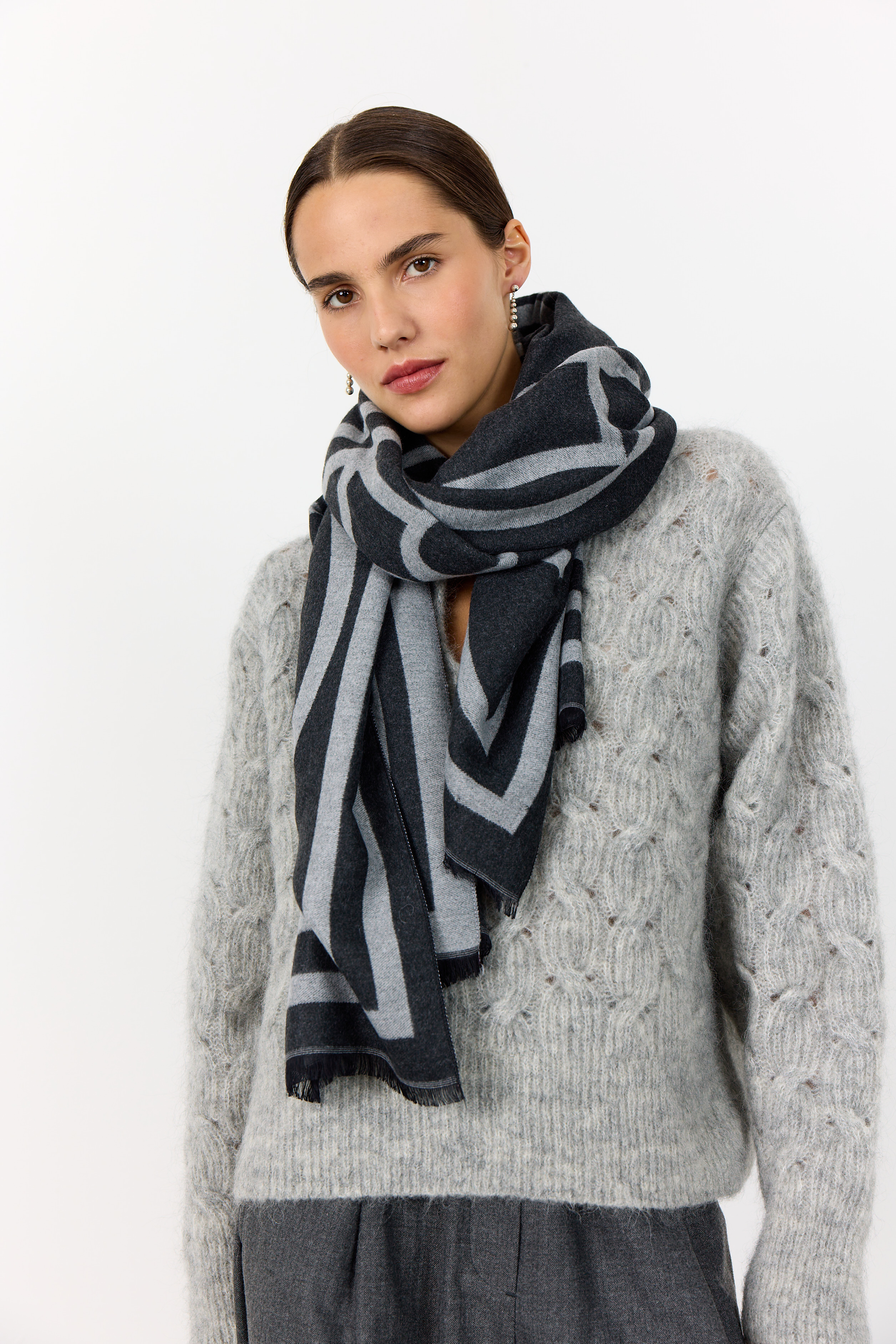 Levéte Room - Hartley 1 Scarf Dark Grey M Combi