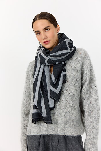 Levéte Room - Hartley 1 Scarf Dark Grey M Combi