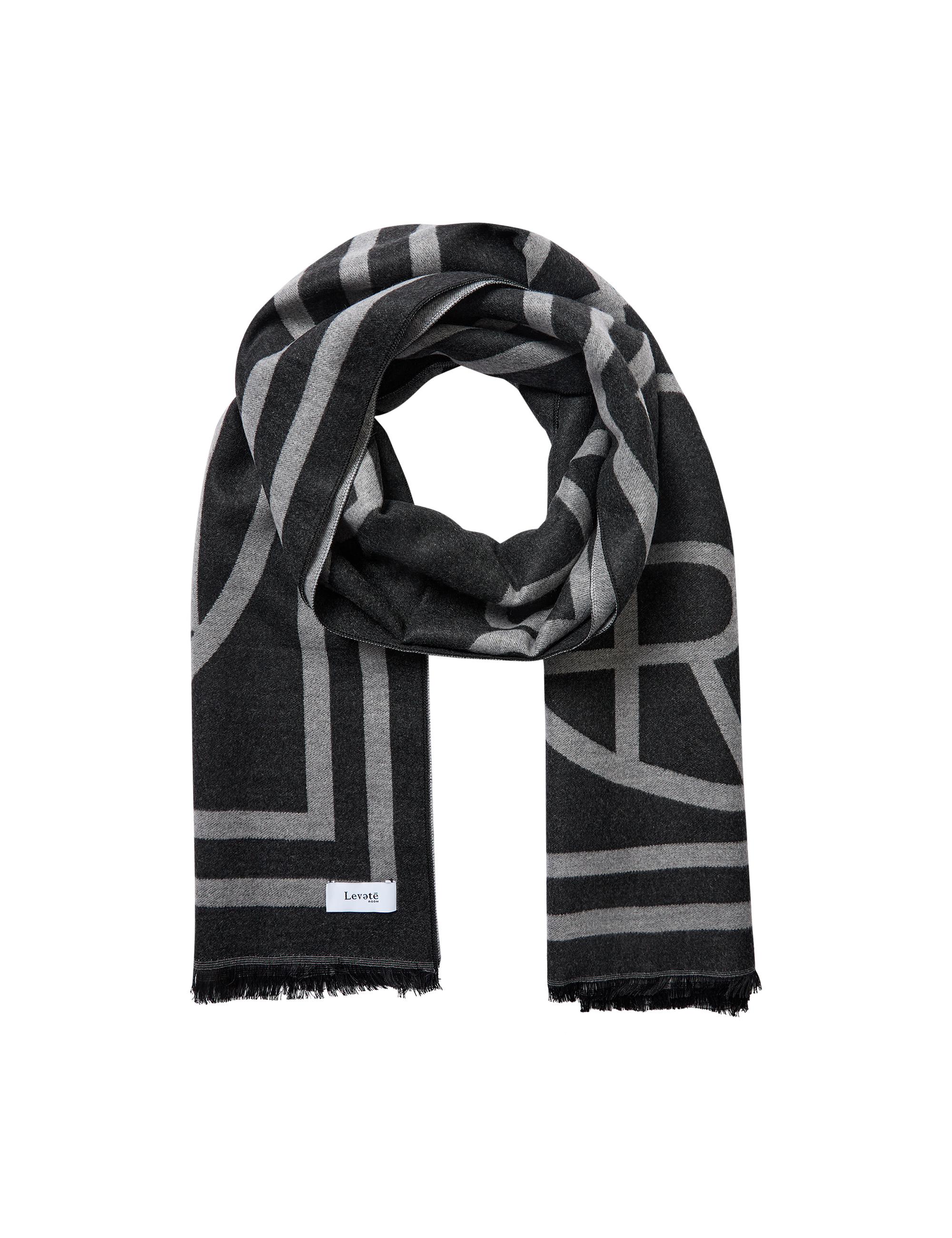 Levéte Room - Hartley 1 Scarf Dark Grey M Combi - 2