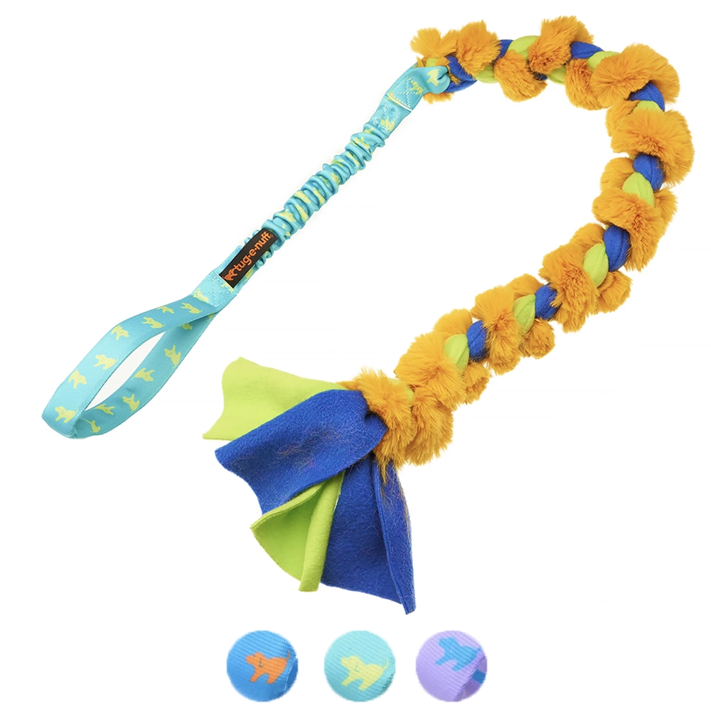 Tug-E-Nuff Big twizzler dog toy with fleece braid and bungee handle