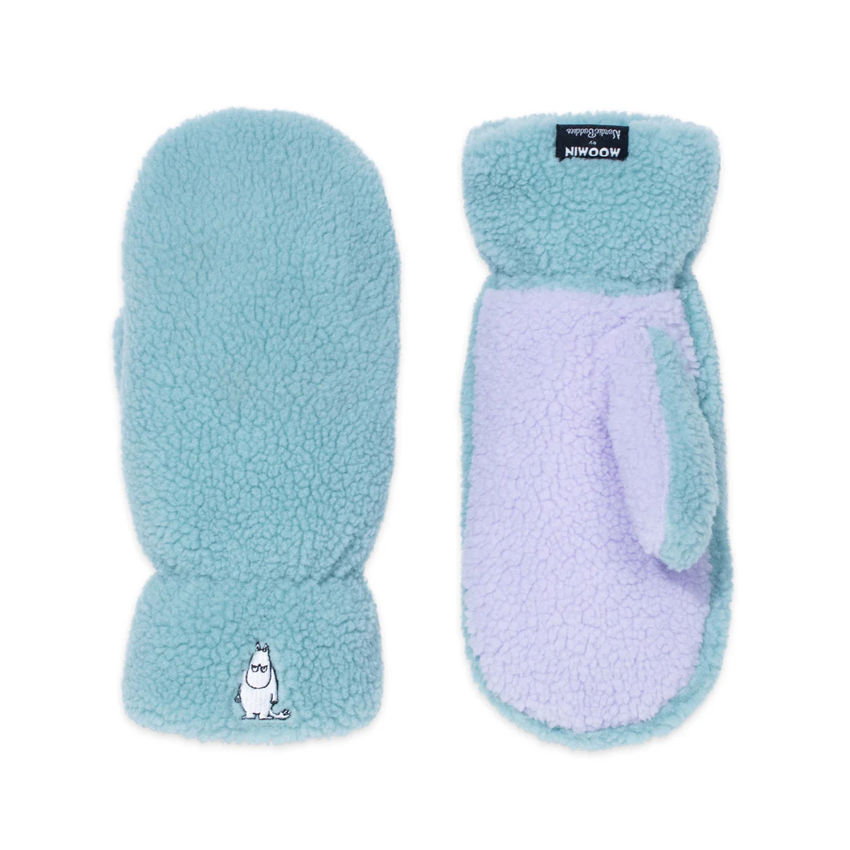 Moomin Fluffy Mittens - Adult - Moomintroll Green/Purple