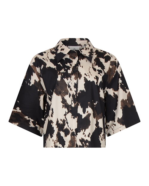 Skjortblus Babeth mönstrad svart/beige - 3