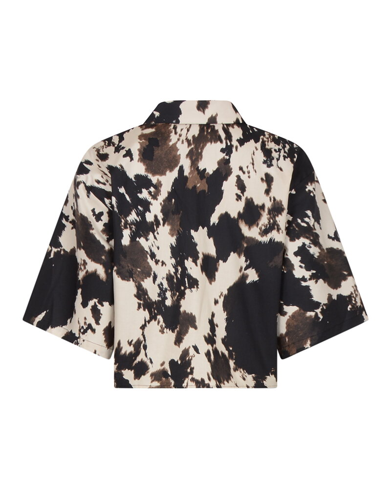 Skjortblus Babeth mönstrad svart/beige