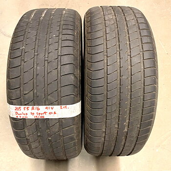 16" BEGAGNADE SOMMARDÄCK | 2 st 205/55 R16 91V Dunlop Sp Sport 01A | V15-06 | 4|4 mm | G-5