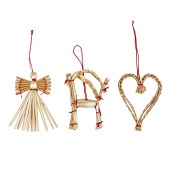 Christmas decorations Straw figures 10-pack