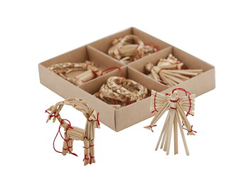Christmas decorations Straw figures 10-pack