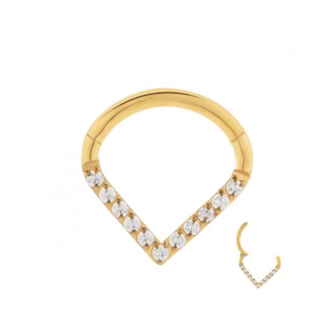 Septum och daith clicker  - vackert mönster - guld PVD