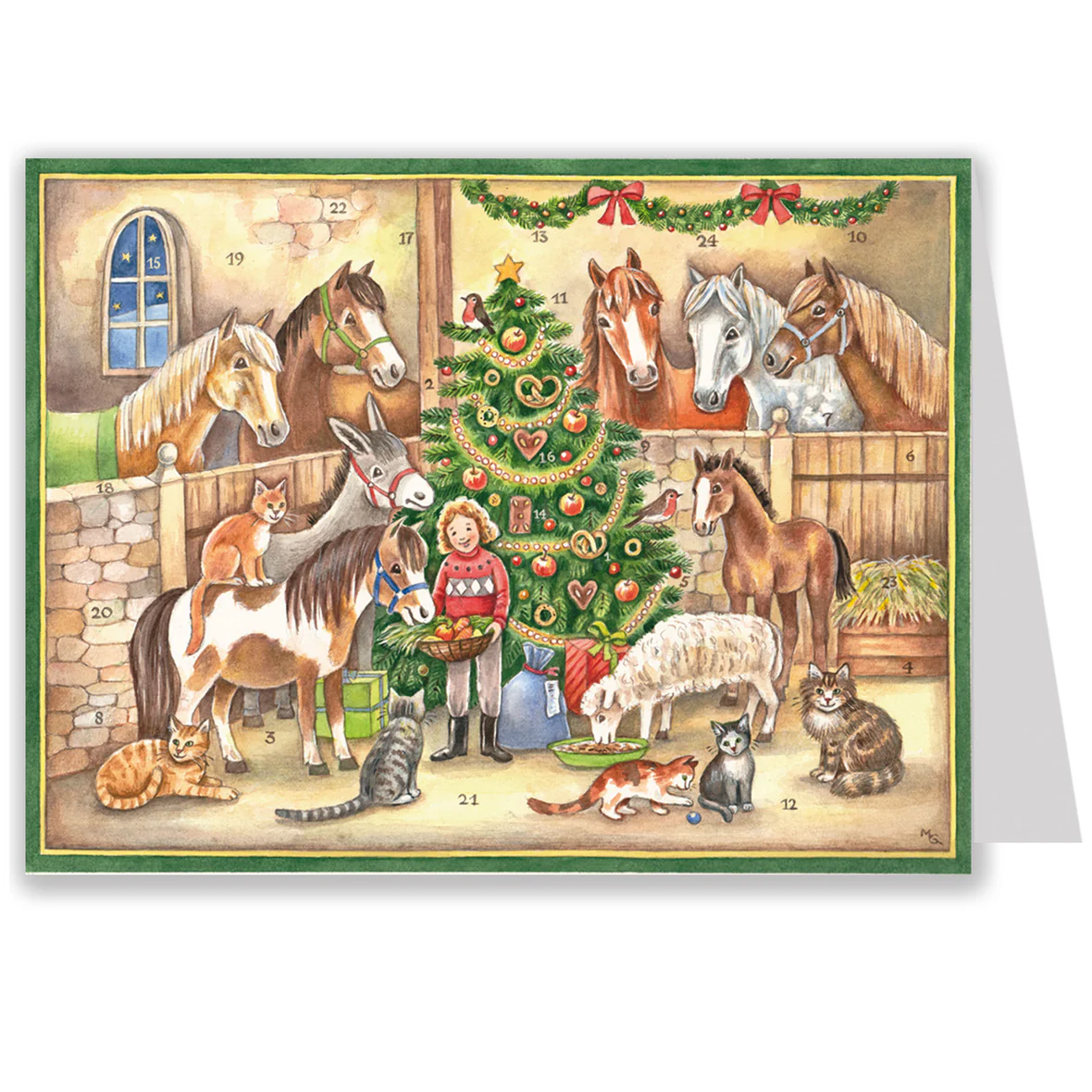 Adventskalenderkort - I stallet